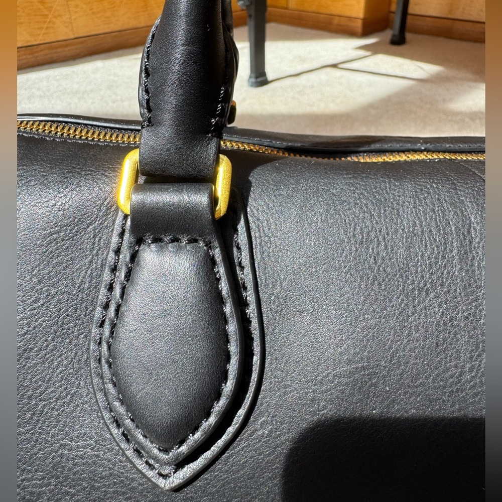Vintage J. Crew Black Leather Top Handle Satchel Doctor Bag Purse New w/o tags! - Picture 5 of 13